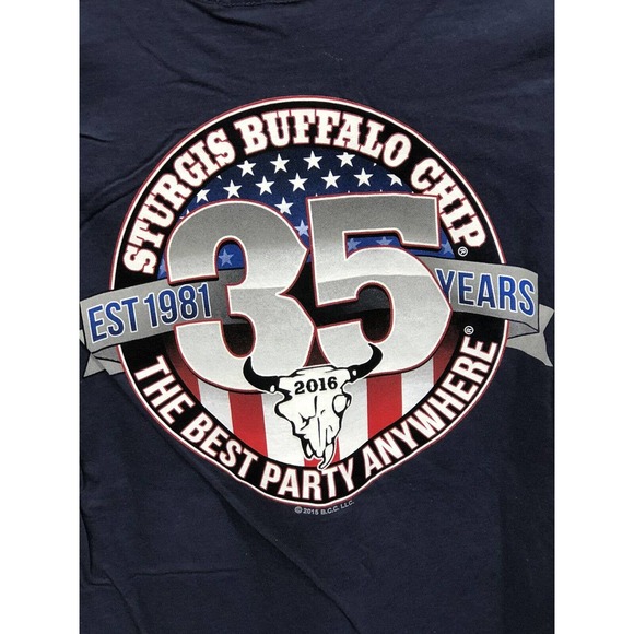 Hot Leathers Women's 2016 Small Blue Sturgis Buffalo Chip 35 Years Est 1981 NWT - Picture 4 of 5